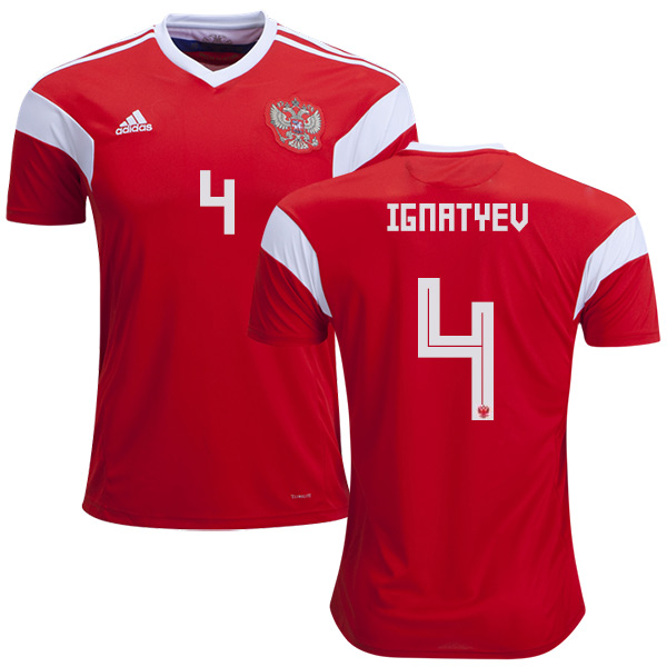 Russia #4 Ignatyev Home Soccer Country Jersey
